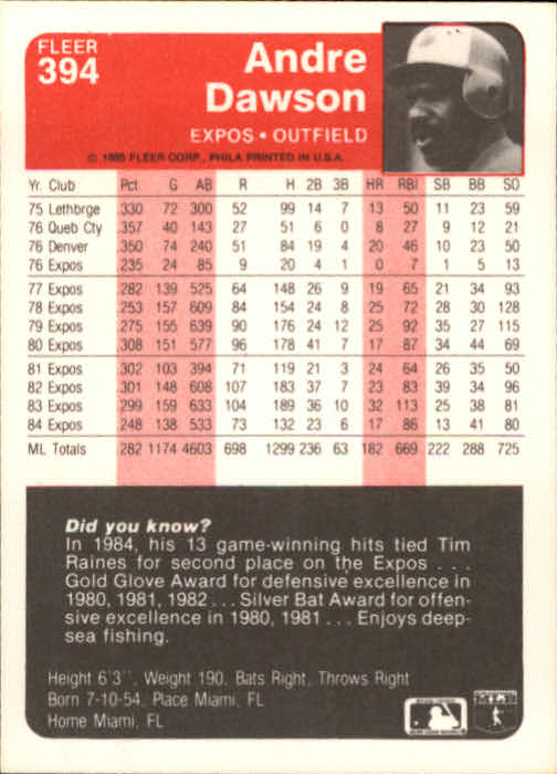 1985 Fleer Baseball Card #251-500 - Choose Your Card - Picture 281 of 493