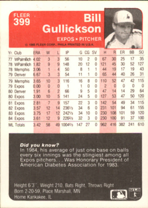 1985 Fleer Baseball Card #251-500 - Choose Your Card - Picture 291 of 493
