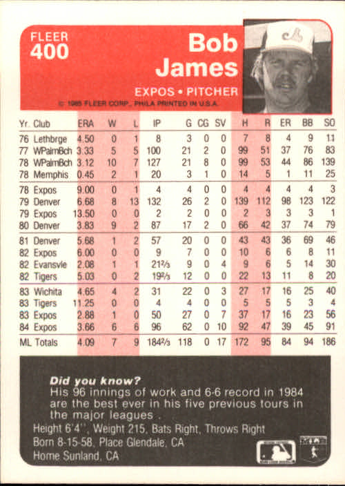 1985 Fleer Baseball Card #251-500 - Choose Your Card - Picture 293 of 493