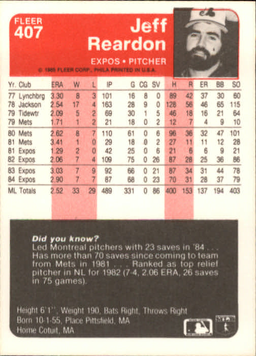 1985 Fleer Baseball Card #251-500 - Choose Your Card - Picture 307 of 493