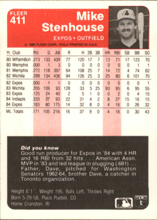 1985 Fleer Baseball Card #251-500 - Choose Your Card - Picture 315 of 493