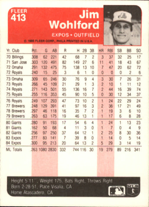 1985 Fleer Baseball Card #251-500 - Choose Your Card - Picture 319 of 493