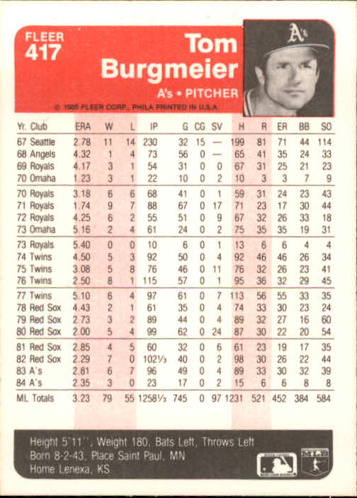 1985 Fleer Baseball Card #251-500 - Choose Your Card - Picture 327 of 493