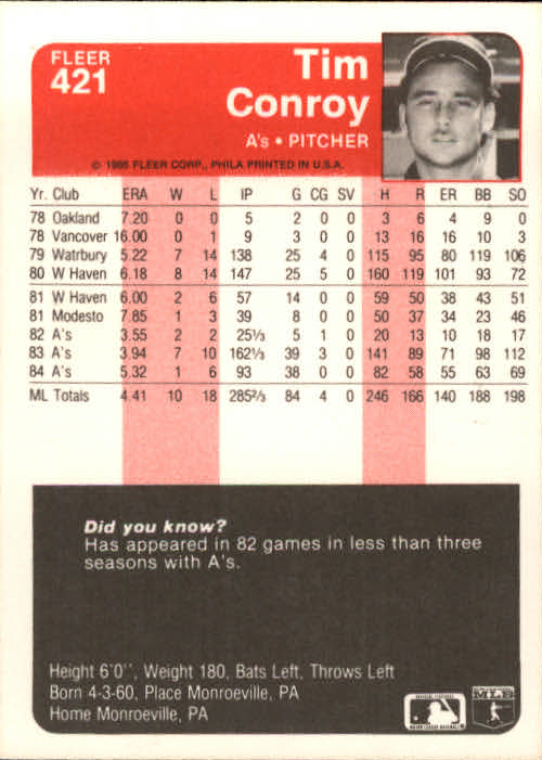 1985 Fleer Baseball Card #251-500 - Choose Your Card - Picture 335 of 493