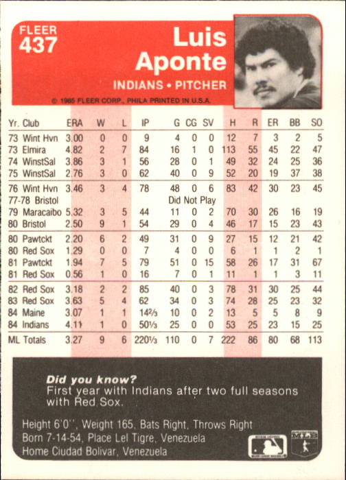 1985 Fleer Baseball Card #251-500 - Choose Your Card - Picture 367 of 493