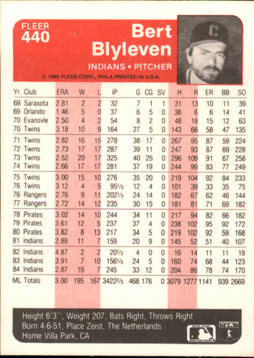 1985 Fleer Baseball Card #251-500 - Choose Your Card - Picture 373 of 493