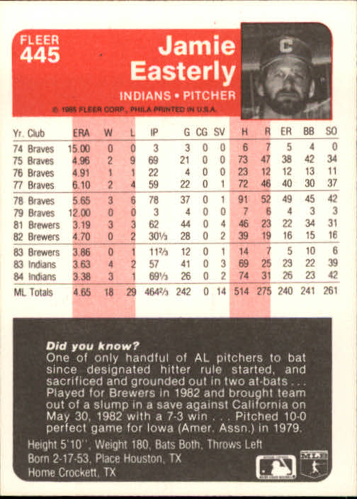 1985 Fleer Baseball Card #251-500 - Choose Your Card - Picture 383 of 493