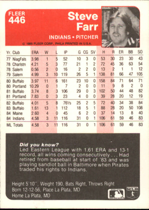 1985 Fleer Baseball Card #251-500 - Choose Your Card - Picture 385 of 493