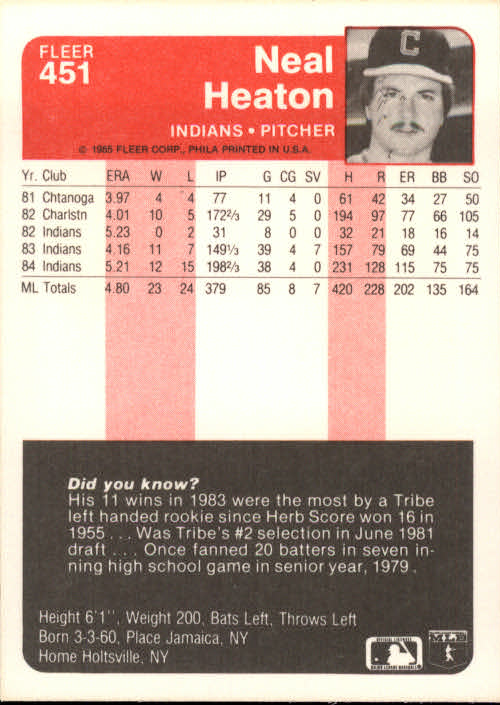 1985 Fleer Baseball Card #251-500 - Choose Your Card - Picture 395 of 493