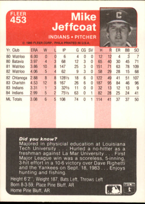 1985 Fleer Baseball Card #251-500 - Choose Your Card - Picture 399 of 493