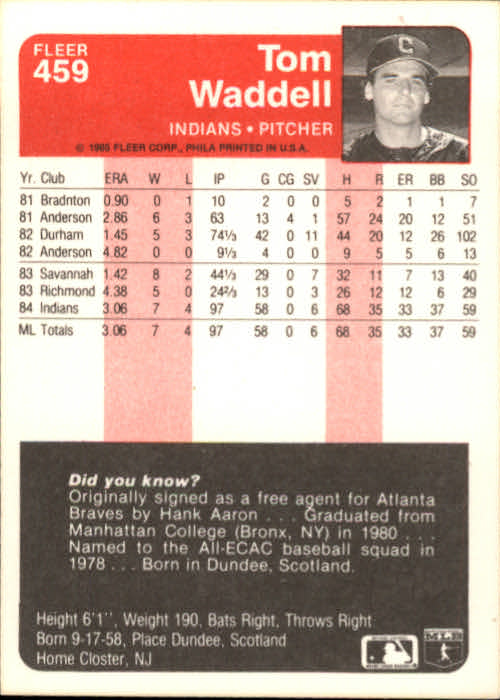 1985 Fleer Baseball Card #251-500 - Choose Your Card - Picture 411 of 493