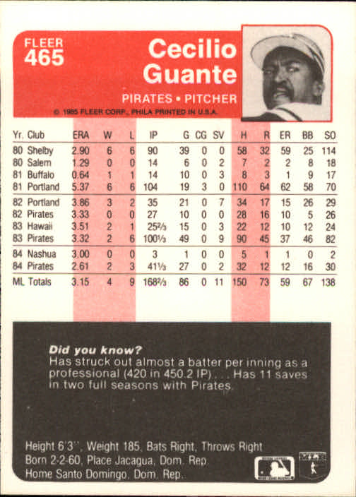 1985 Fleer Baseball Card #251-500 - Choose Your Card - Picture 423 of 493
