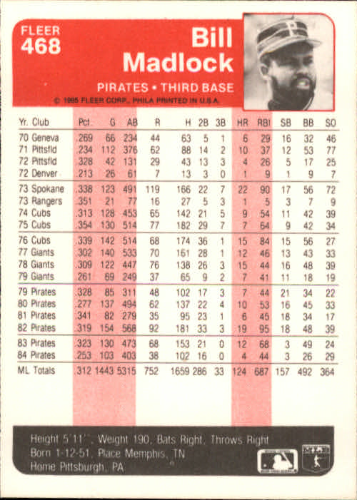 1985 Fleer Baseball Card #251-500 - Choose Your Card - Picture 429 of 493