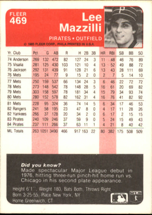 1985 Fleer Baseball Card #251-500 - Choose Your Card - Picture 431 of 493