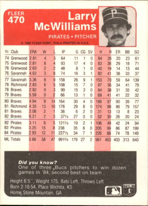 1985 Fleer Baseball Card #251-500 - Choose Your Card - Picture 433 of 493
