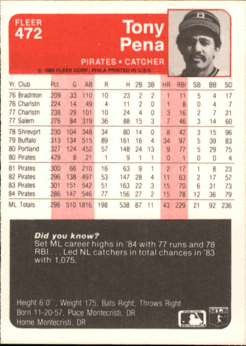 1985 Fleer Baseball Card #251-500 - Choose Your Card - Picture 437 of 493