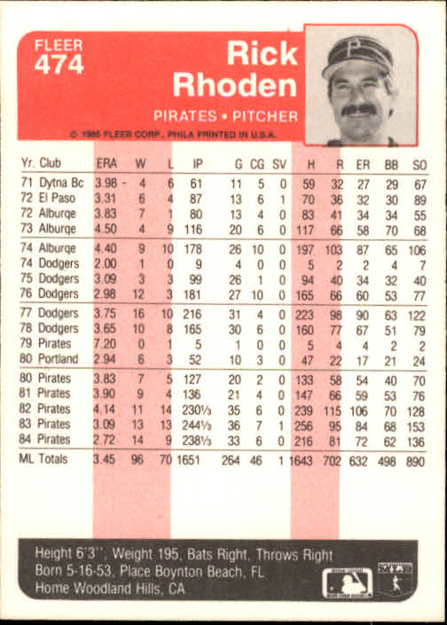 1985 Fleer Baseball Card #251-500 - Choose Your Card - Picture 441 of 493