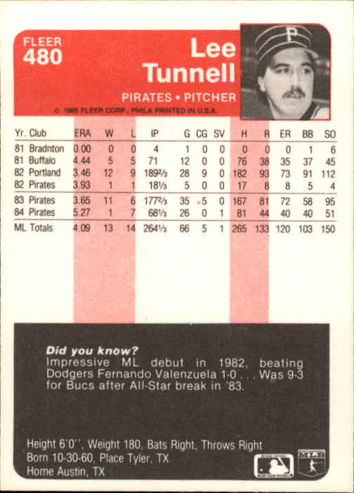 1985 Fleer Baseball Card #251-500 - Choose Your Card - Picture 453 of 493