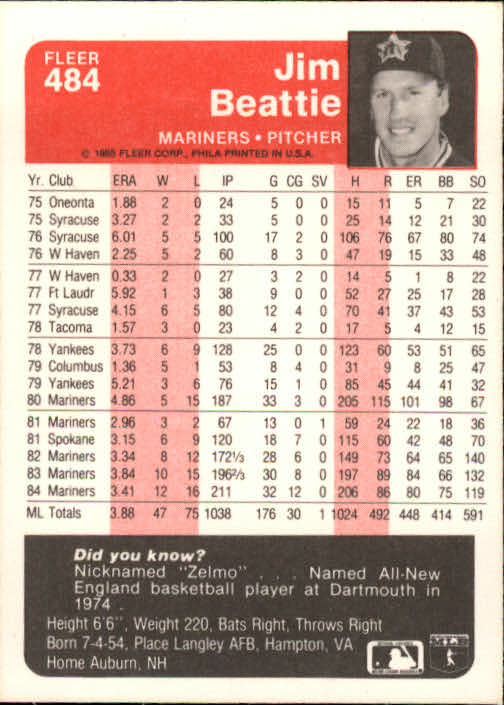 1985 Fleer Baseball Card #251-500 - Choose Your Card - Picture 461 of 493
