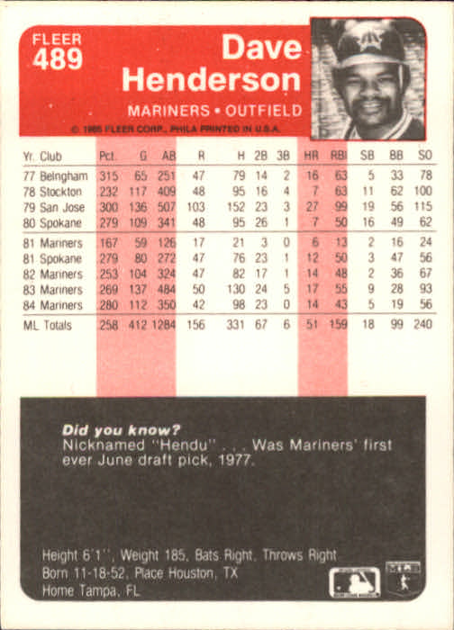 1985 Fleer Baseball Card #251-500 - Choose Your Card - Picture 471 of 493