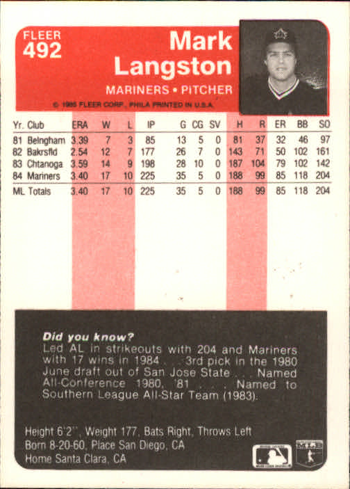 1985 Fleer Baseball Card #251-500 - Choose Your Card - Picture 477 of 493