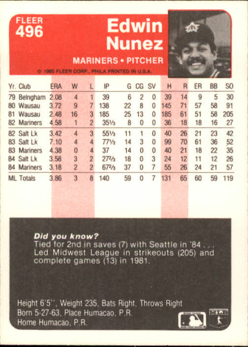 1985 Fleer Baseball Card #251-500 - Choose Your Card - Picture 485 of 493