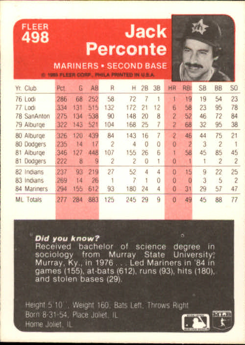 1985 Fleer Baseball Card #251-500 - Choose Your Card - Picture 489 of 493