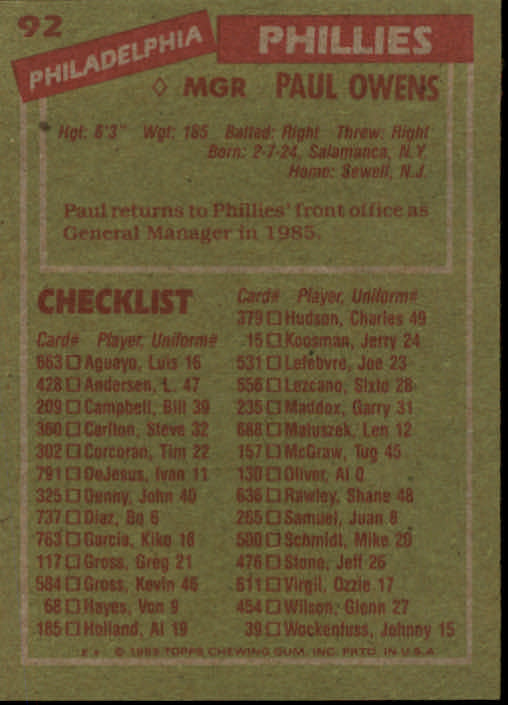 A2629- 1985 Topps Baseball Card #s 1-200 +Rookies -You Pick- 15+ FREE US SHIP