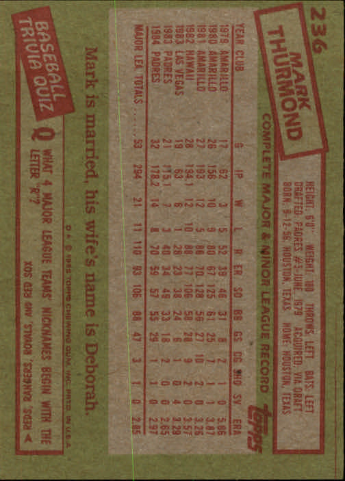 A2629- 1985 Topps Baseball Cards 201-400 +Rookies -You Pick- 15+ FREE US SHIP - Picture 73 of 401