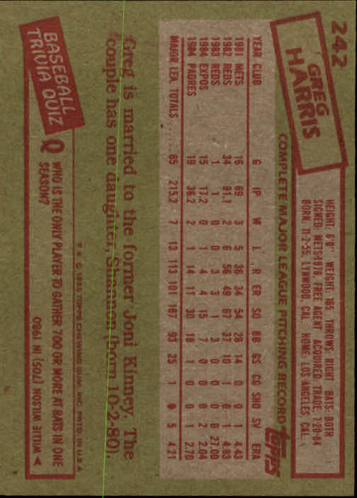 A2629- 1985 Topps Baseball Cards 201-400 +Rookies -You Pick- 15+ FREE US SHIP - Picture 85 of 401