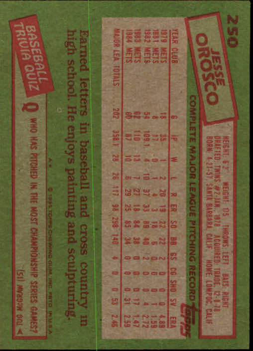 A2629- 1985 Topps Baseball Cards 201-400 +Rookies -You Pick- 15+ FREE US SHIP - Picture 101 of 401