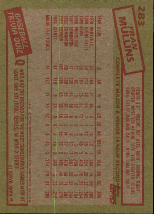 A2629- 1985 Topps Baseball Cards 201-400 +Rookies -You Pick- 15+ FREE US SHIP - Picture 167 of 401