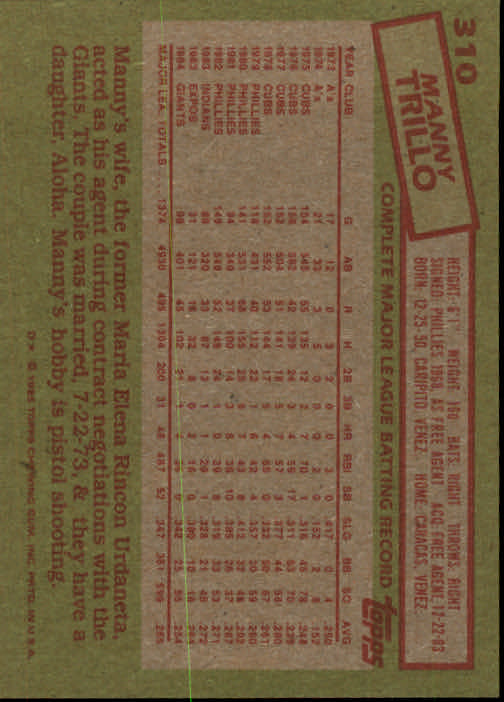 A2629- 1985 Topps Baseball Cards 201-400 +Rookies -You Pick- 15+ FREE US SHIP - Picture 221 of 401