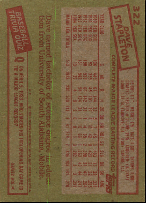 A2629- 1985 Topps Baseball Cards 201-400 +Rookies -You Pick- 15+ FREE US SHIP - Picture 245 of 401
