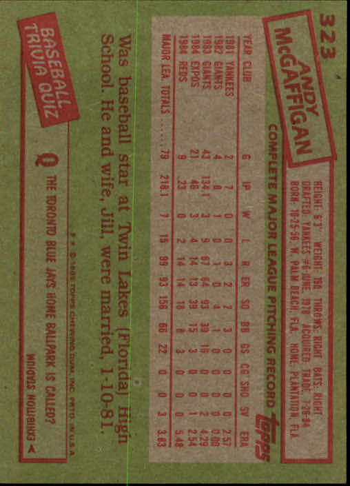 A2629- 1985 Topps Baseball Cards 201-400 +Rookies -You Pick- 15+ FREE US SHIP - Picture 247 of 401