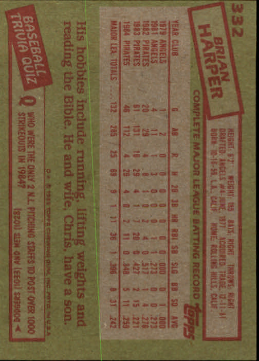 A2629- 1985 Topps Baseball Cards 201-400 +Rookies -You Pick- 15+ FREE US SHIP - Picture 265 of 401