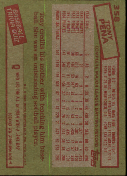 A2629- 1985 Topps Baseball Cards 201-400 +Rookies -You Pick- 15+ FREE US SHIP - Picture 317 of 401