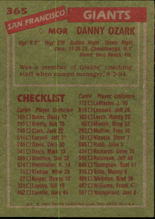 A2629- 1985 Topps Baseball Cards 201-400 +Rookies -You Pick- 15+ FREE US SHIP - Picture 331 of 401