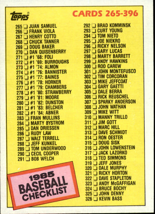 A2629- 1985 Topps Baseball Cards 201-400 +Rookies -You Pick- 15+ FREE US SHIP - Picture 354 of 401