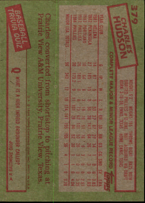 A2629- 1985 Topps Baseball Cards 201-400 +Rookies -You Pick- 15+ FREE US SHIP - Picture 359 of 401