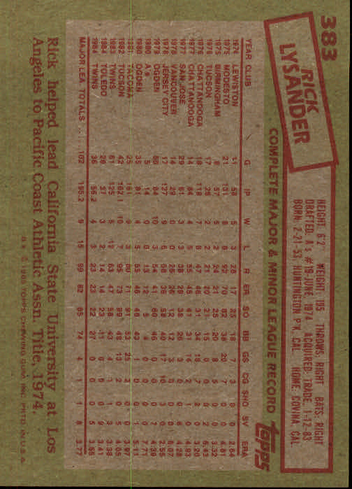 A2629- 1985 Topps Baseball Cards 201-400 +Rookies -You Pick- 15+ FREE US SHIP - Picture 367 of 401