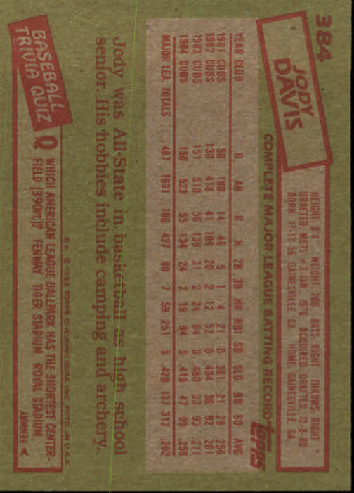 A2629- 1985 Topps Baseball Cards 201-400 +Rookies -You Pick- 15+ FREE US SHIP - Picture 369 of 401