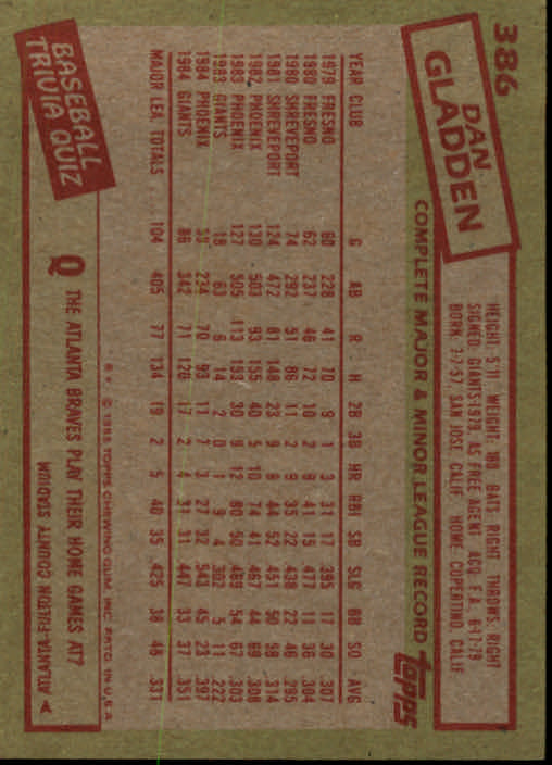 A2629- 1985 Topps Baseball Cards 201-400 +Rookies -You Pick- 15+ FREE US SHIP - Picture 373 of 401