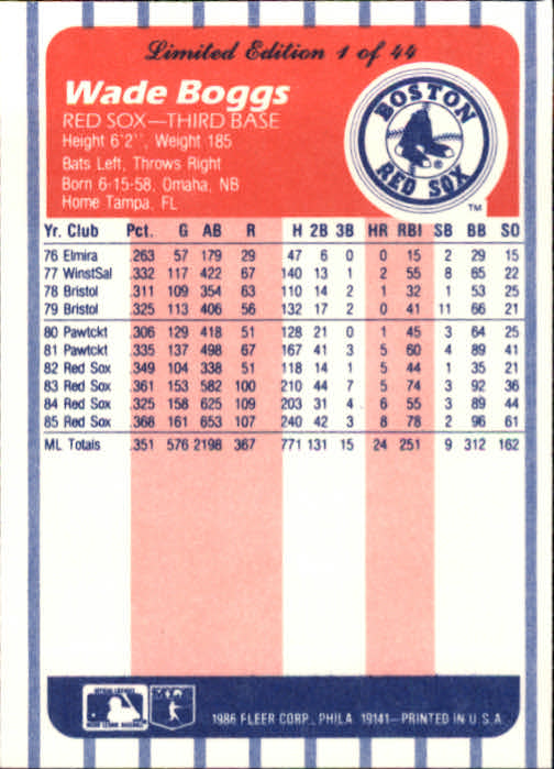 A8103- 1986 Fleer League Leaders BB Card #s 1-44 -You Pick- 15+ FREE US SHIP