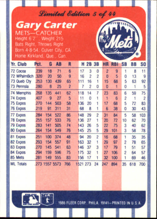 A8103- 1986 Fleer League Leaders BB Card #s 1-44 -You Pick- 15+ FREE US SHIP