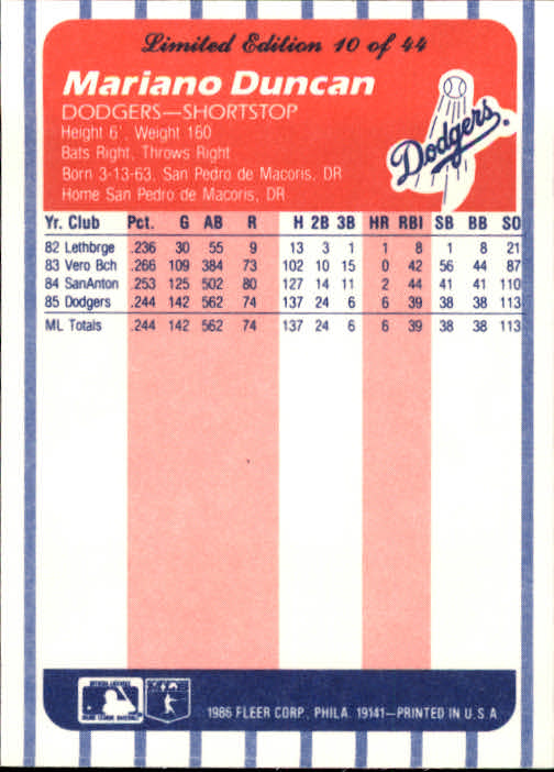 A8103- 1986 Fleer League Leaders BB Card #s 1-44 -You Pick- 15+ FREE US SHIP