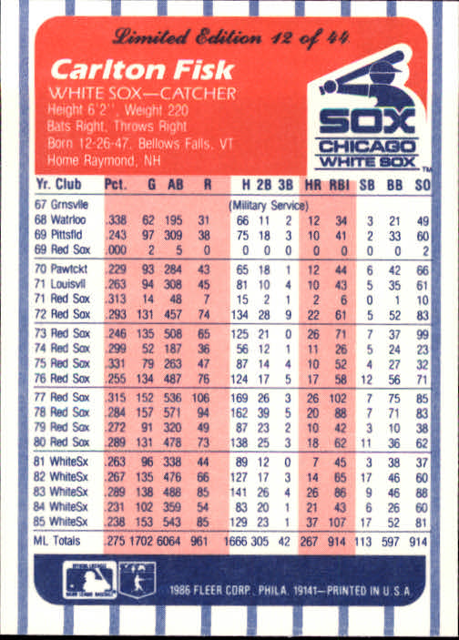 A8103- 1986 Fleer League Leaders BB Card #s 1-44 -You Pick- 15+ FREE US SHIP