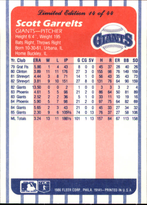 A8103- 1986 Fleer League Leaders BB Card #s 1-44 -You Pick- 15+ FREE US SHIP