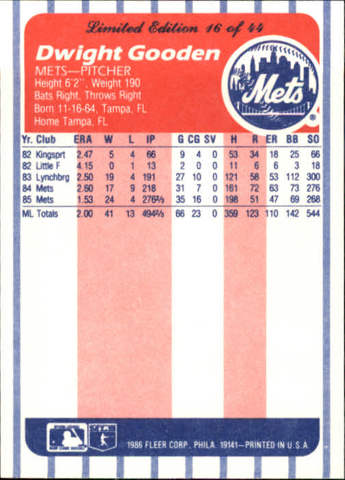 A8103- 1986 Fleer League Leaders BB Card #s 1-44 -You Pick- 15+ FREE US SHIP