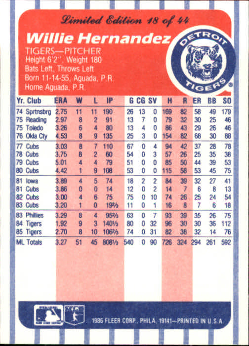 A8103- 1986 Fleer League Leaders BB Card #s 1-44 -You Pick- 15+ FREE US SHIP